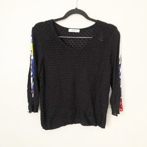 Stizzoli loose-knit sweater with colorful sleeve made in Italy size 48 US M